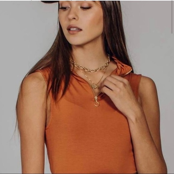 Free People Cowl Neck Exposed Zipper Tank Top - Picture 3 of 4